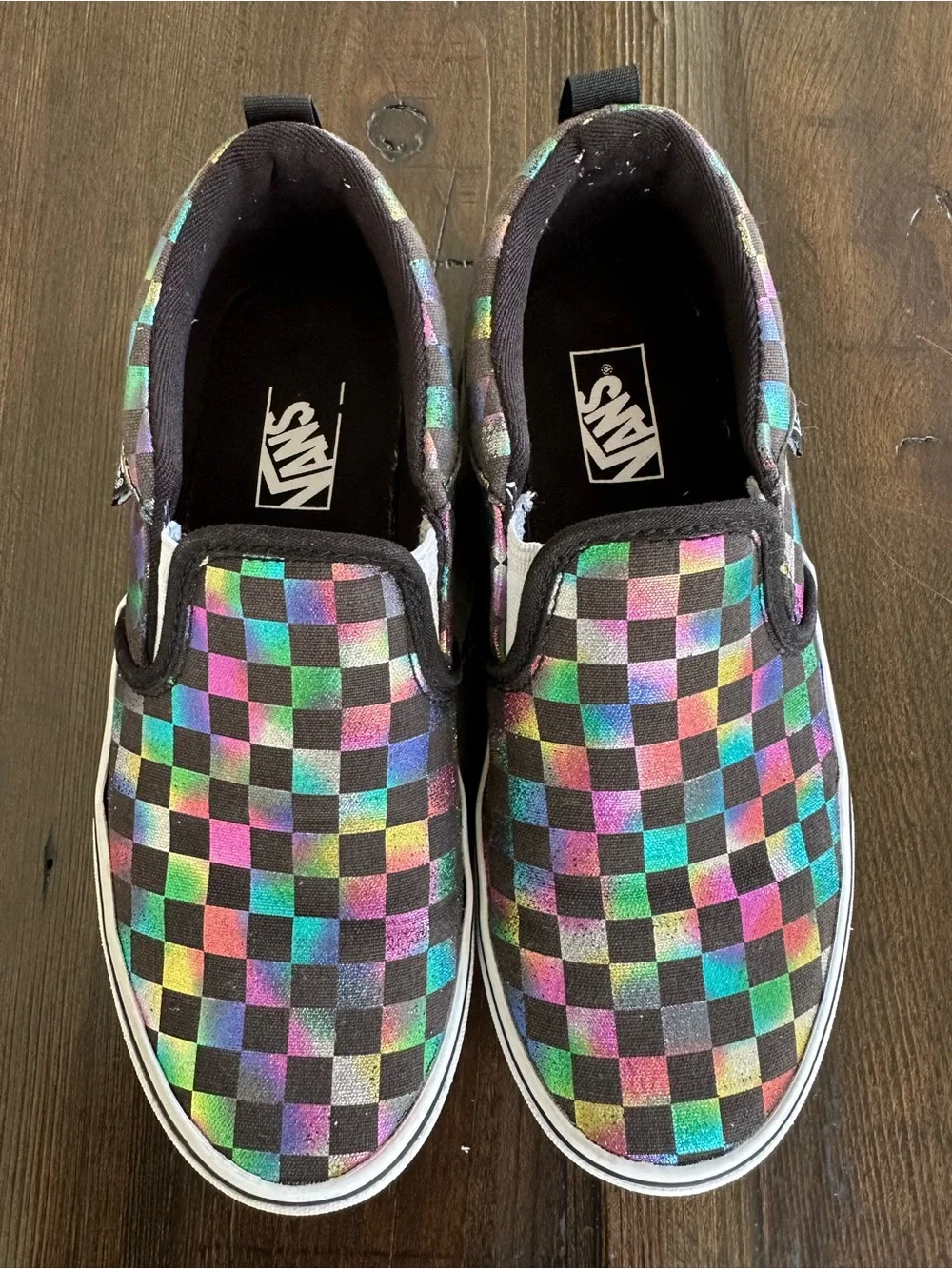 Vans Kids Slip-On Sneakers in Rainbow Checkerboard